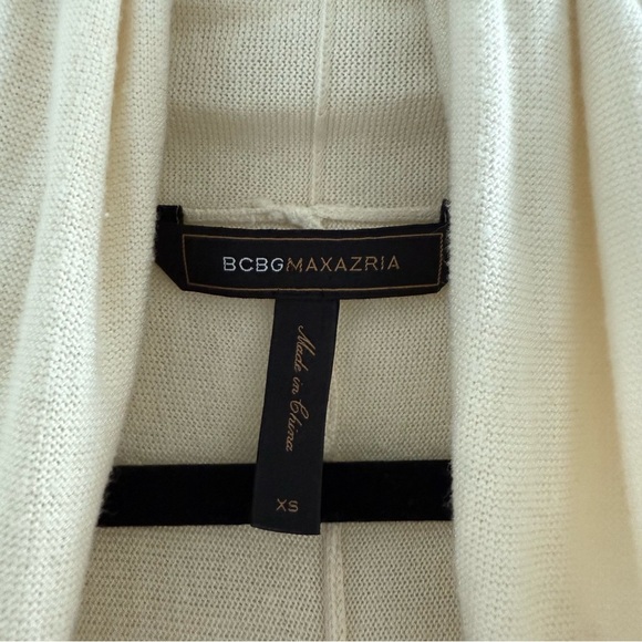 BCBG cream cotton silk long open front waterfall drape cardigan - XS - Picture 5 of 6
